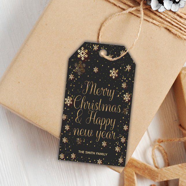 Golden Glitter Juletiketter Presentetikett (Golden Glitter Christmas Gift Tags)