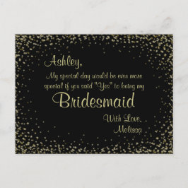 Golden Glitter - kommer du att bli min bridesmaid? Inbjudan Vykort