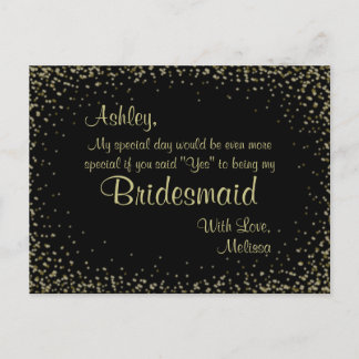 Golden Glitter - kommer du att bli min bridesmaid? Inbjudan Vykort