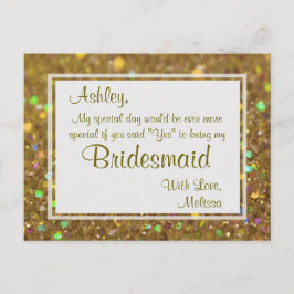 Golden Glitter - kommer du att bli min bridesmaid? Inbjudan Vykort