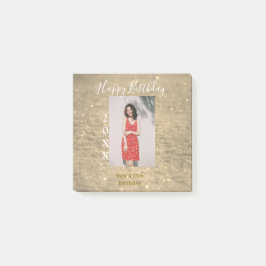 Golden glitter lycklig 15-årsfoto namn post-it block