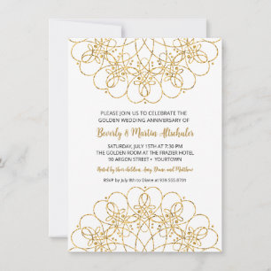 Golden Glitter Mandala 50-årsdagen Bröllop Inbjudningar