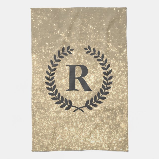 Golden Glitter med Monogram Kökshandduk (Vertikal)