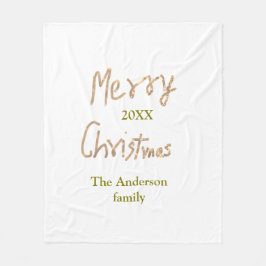 Golden glitter merry christmas add family name yea fleecefilt
