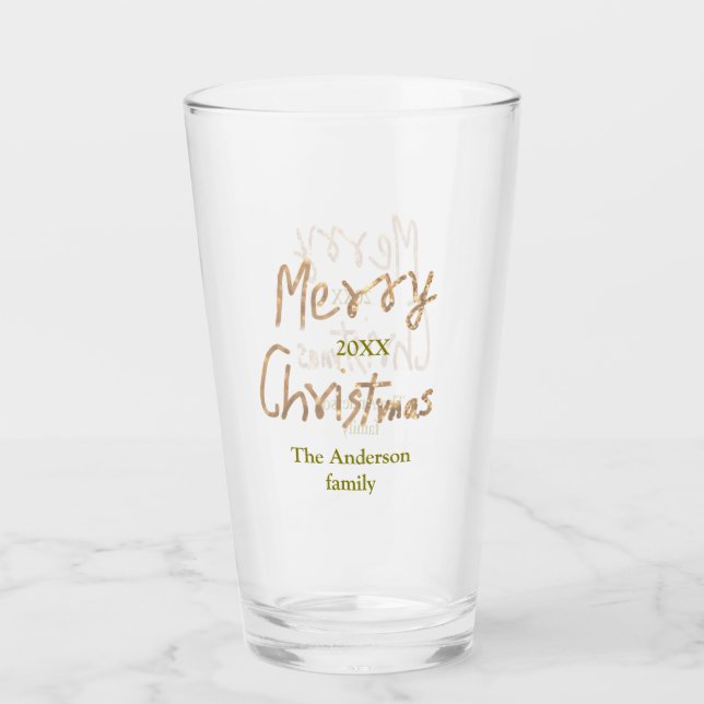 Golden glitter merry christmas add family name yea glaskopp (Framsida)