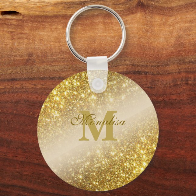 Golden glitter personlig Tote Nyckelring (Baksida)