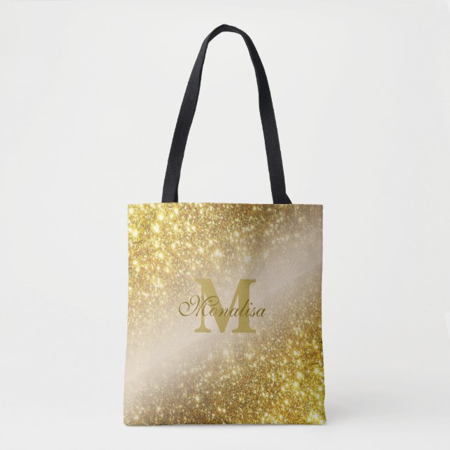 Golden glitter personlig Tote Tygkasse (Framsida)