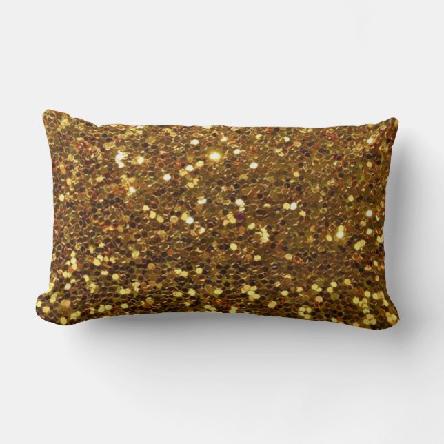 Golden Glitter Sequin Sparkly Las Vegas Decor Lumbarkudde (Framsida)