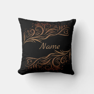 Golden glitter-snurrar doodle inslag romantic flo kudde