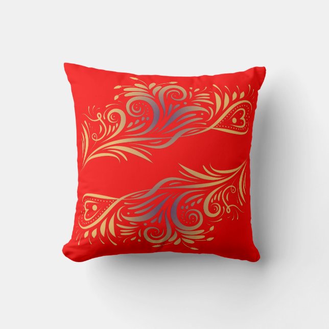 Golden glitter-snurrar doodle inslag romantic flo kudde (Framsida)