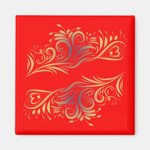 Golden glitter-snurrar doodle inslag romantic flo magnet