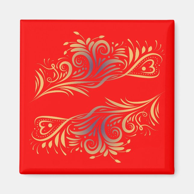 Golden glitter-snurrar doodle inslag romantic flo magnet (Framsidan)