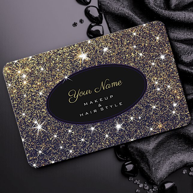 Golden Glitter Stars Elegant Luxury Snyggt Bling Visitkort (Skapare uppladdad)