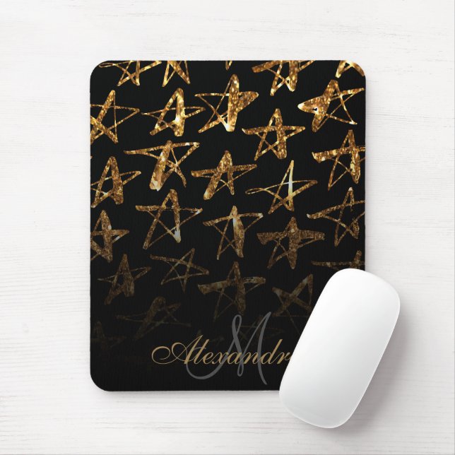 Golden Glitter Stars Musmatta (Med mus)