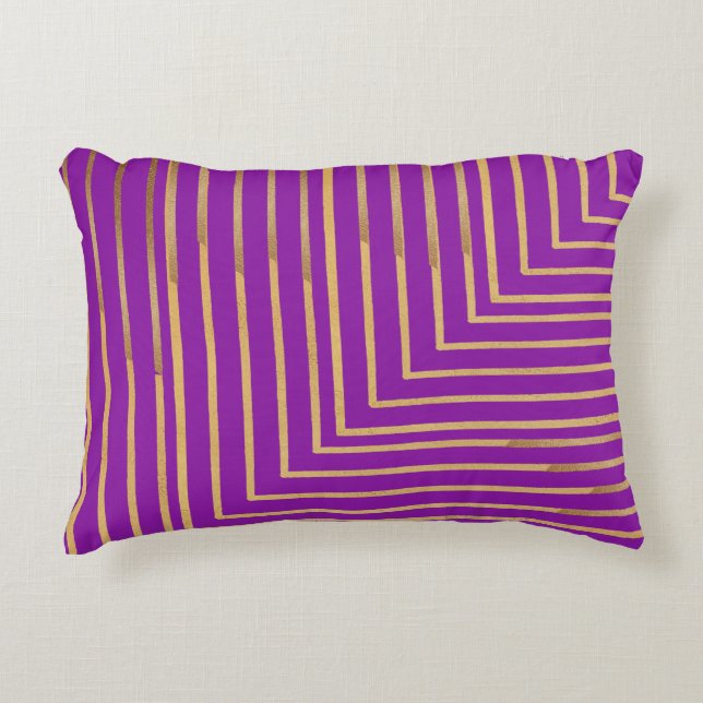 Golden glitter Stripes line art Pattern Prydnadskudde (Framsidan)