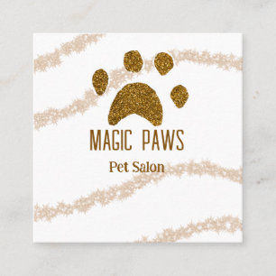 Golden glitter tassar pet salon add namn e-postadr fyrkantigt visitkort