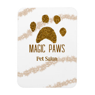 Golden glitter tassar pet salon add namn e-postadr magnet