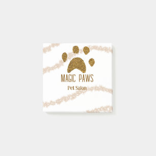 Golden glitter tassar pet salon add namn e-postadr post-it block