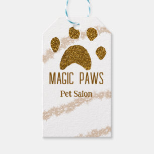 Golden glitter tassar pet salon add namn e-postadr presentetikett