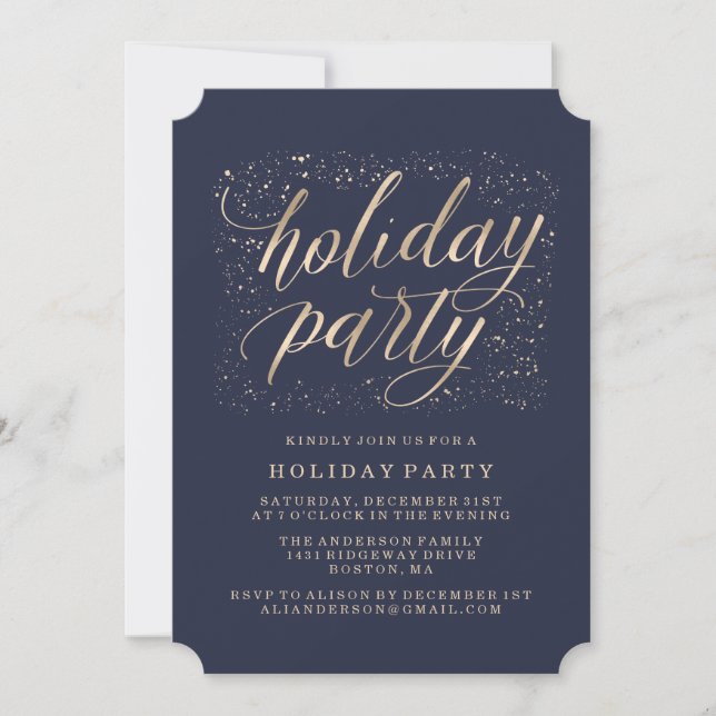 Golden Glitz | Julfest Invitation Inbjudningar (Framsida)