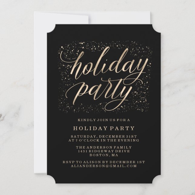 Golden Glitz | Julfest Invitation Inbjudningar (Framsida)