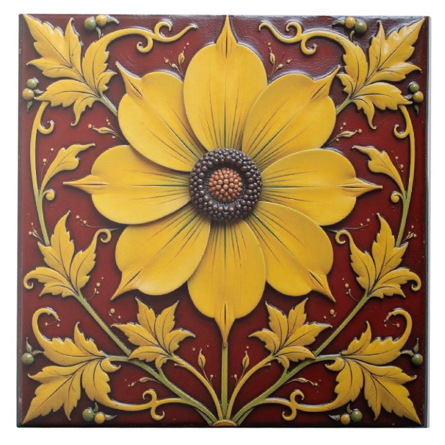 Golden Glory on Crimson Kakelplatta (Framsidan)