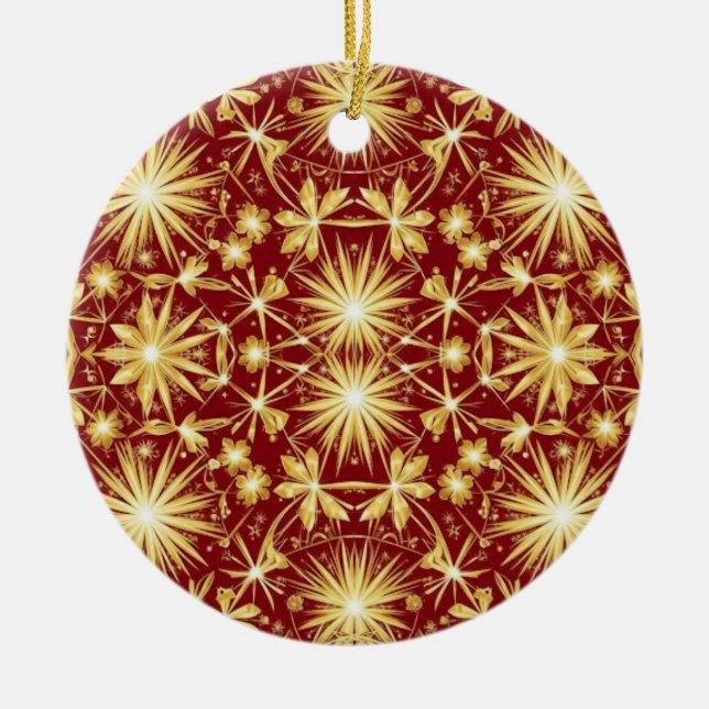 Golden Glory — Starburst Christmas Design Julgransprydnad Keramik (Framsidan)