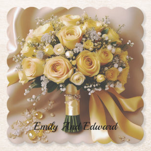 "Golden Glow: A Honeyed Bukett med rosor of Kärlek Underlägg Papper
