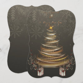 Golden Glow Christmas Holiday Christmas Card  Julkort