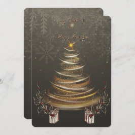 Golden Glow Christmas Holiday Christmas Card  Julkort