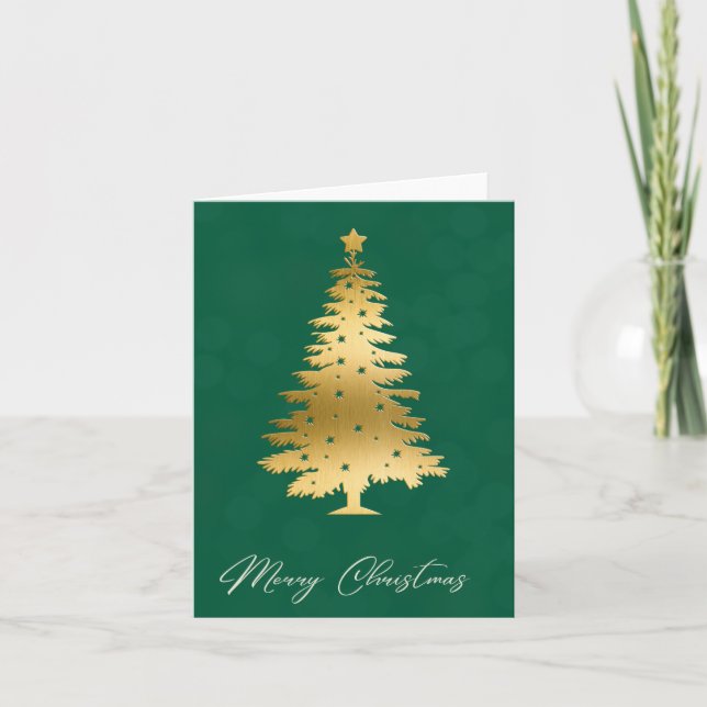 Golden Glow Christmas Tree Bokeh Holiday Card Kort (Framsida)