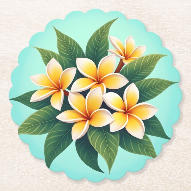 Golden Glow Frangipanis Underlägg Papper (Framsida)