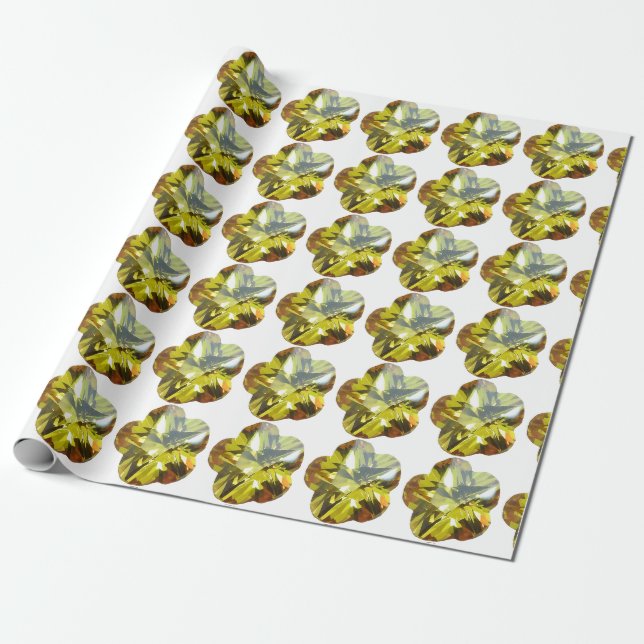 Golden Glow - Gult Gemstone Flower Design Presentpapper (Utrullad)
