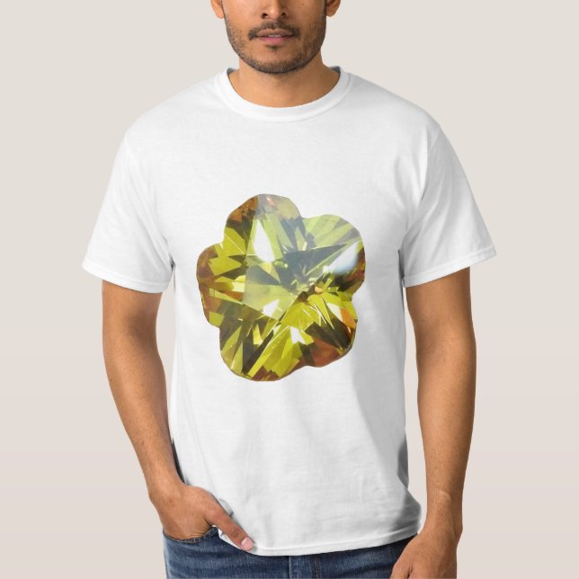Golden Glow - Gult Gemstone Flower Design T Shirt (Framsida)