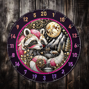 Golden Glow Highlights Playful Rosa Raccoon Darttavla