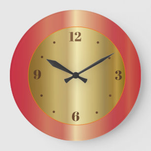Golden Glow med Orange Red Gräns Kitchen Clocks Stor Klocka