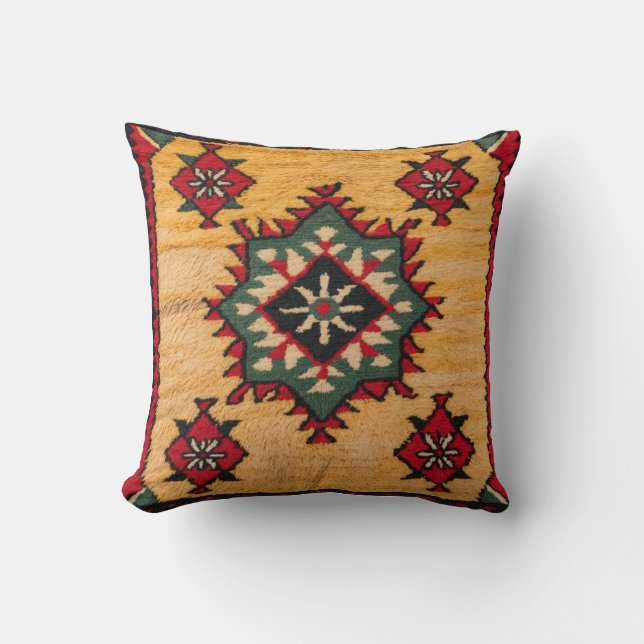 Golden Glow: Turkisk handgjord Gult Kilim Pillows Kudde (Framsida)