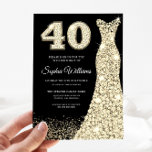 Golden Gnistra Dress 40:e födelsedagen Party Black Inbjudningar<br><div class="desc">Golden Gnistra Dress 40:e födelsedag Party Svarta inbjudningsvariationer till inbjudan och matchande artiklar i vår butik</div>