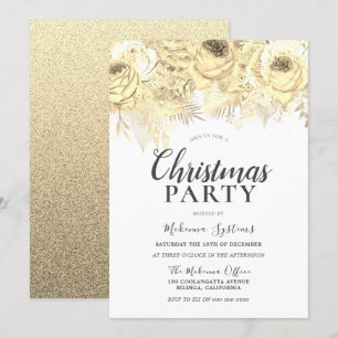 Golden Gnistra Flowers Corporate jul Party Inbjudningar