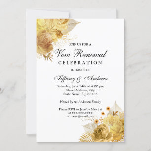 Golden Gnistra Flowers Vow Renewal Call Inbjudningar