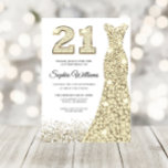 Golden Gnistra Glitter Dress 21:a födelsedagen Par Inbjudningar<br><div class="desc">Golden Gnistra Glitter Dress 21:a födelsedagsbjudandevariationer till inbjudan och matchande artiklar i vår butik</div>