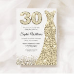 Golden Gnistra Glitter Dress 30års födelsedag Part Inbjudningar<br><div class="desc">Inbjudningsvarianter för 30års födelsedag-partiet Golden Gnistra Dress bjudande till inbjudan och matchande artiklar i vår butik</div>