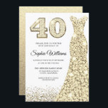 Golden Gnistra Glitter Dress 40:e födelsedagen Par Inbjudningar<br><div class="desc">Golden Gnistra Glitter Dress 40:e födelsedagsbjudandevariationer till inbjudan och matchande artiklar i vår butik</div>