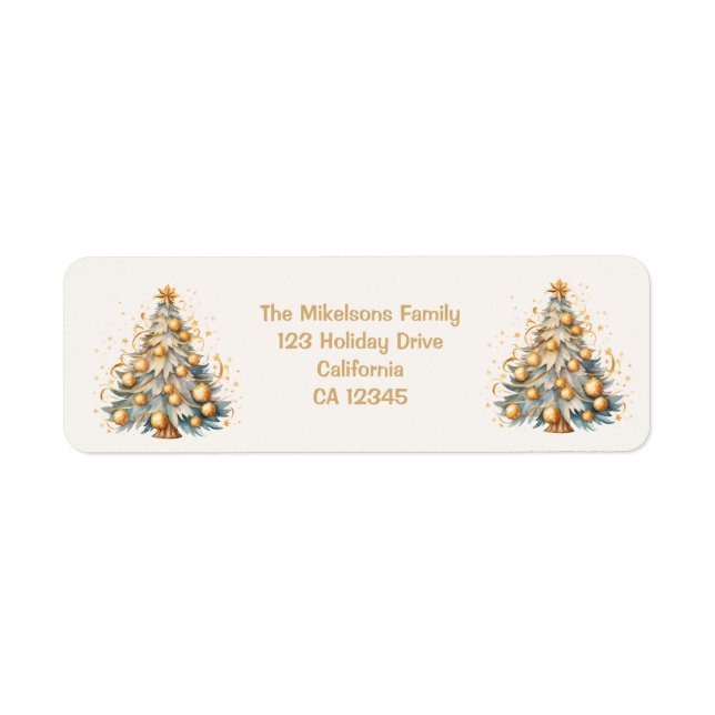 Golden Gnistra Julgran Glow Returadress Etikett (Framsidan)