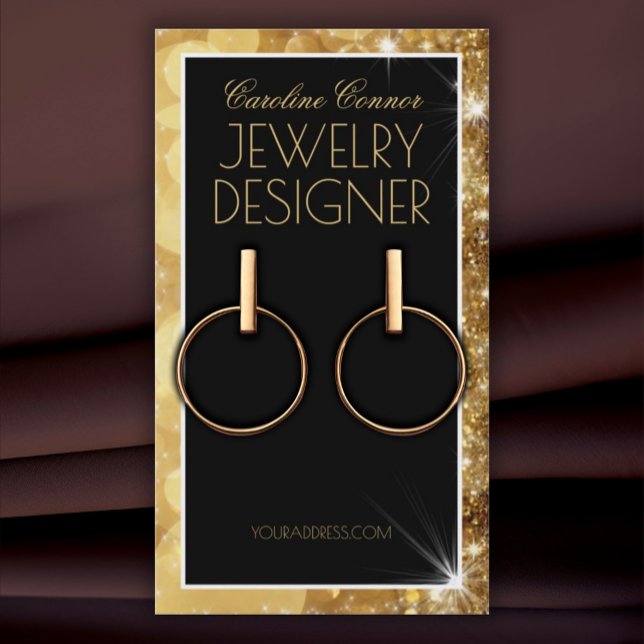 Golden Gnistra Ram Earring Necklace Visning Visitkort (Perfect for business)
