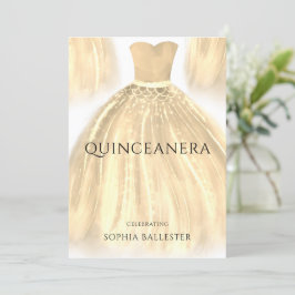 Golden Gnistra Sjöjungfru Dress Quinceanera Party Inbjudningar