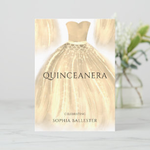 Golden Gnistra Sjöjungfru Dress Quinceanera Party Inbjudningar