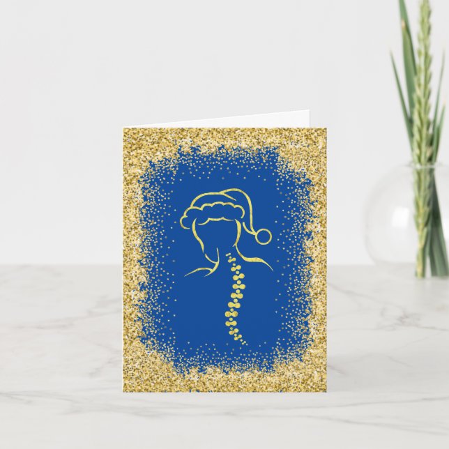 Golden Gnistra Spinal Santa Outline Card Kort (Framsida)