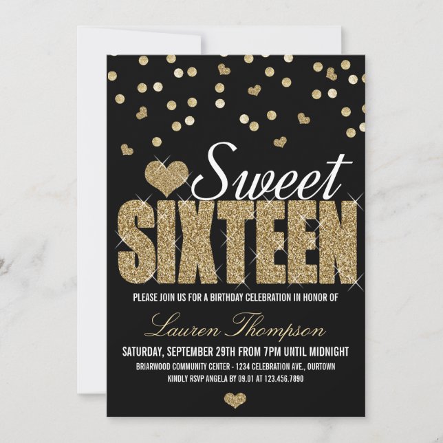 Golden Gnistra Sweet 16-partsinbjudningar Inbjudningar (Framsida)