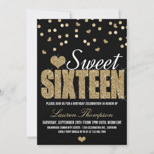 Golden Gnistra Sweet 16-partsinbjudningar Inbjudningar